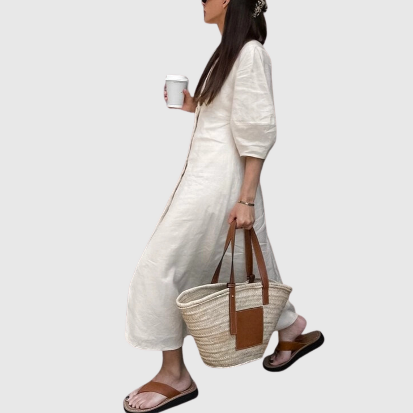 French Puff Sleeve Backless Dress