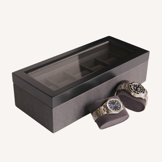 Herringbone Two-Toned Watch Box - 5 Slot