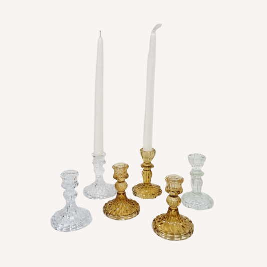 Glass Candlestick Holder