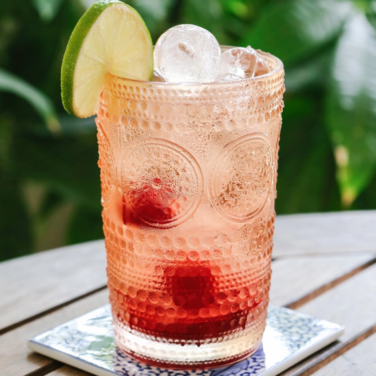 13 oz Beaded Floral Rose Drinking Glass (4)